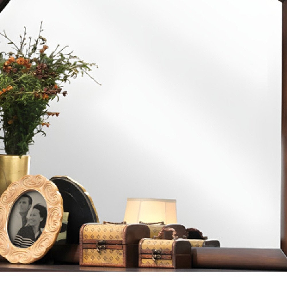 37" Espresso Abstract Wood Framed Mounted Dresser Mirror